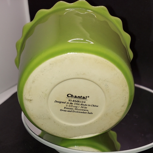 Chantal Scalloped Rim Avocado Green 1 And 1/2 Cup Ramekin Mini Baker Dip Bowl - Picture 6 of 8